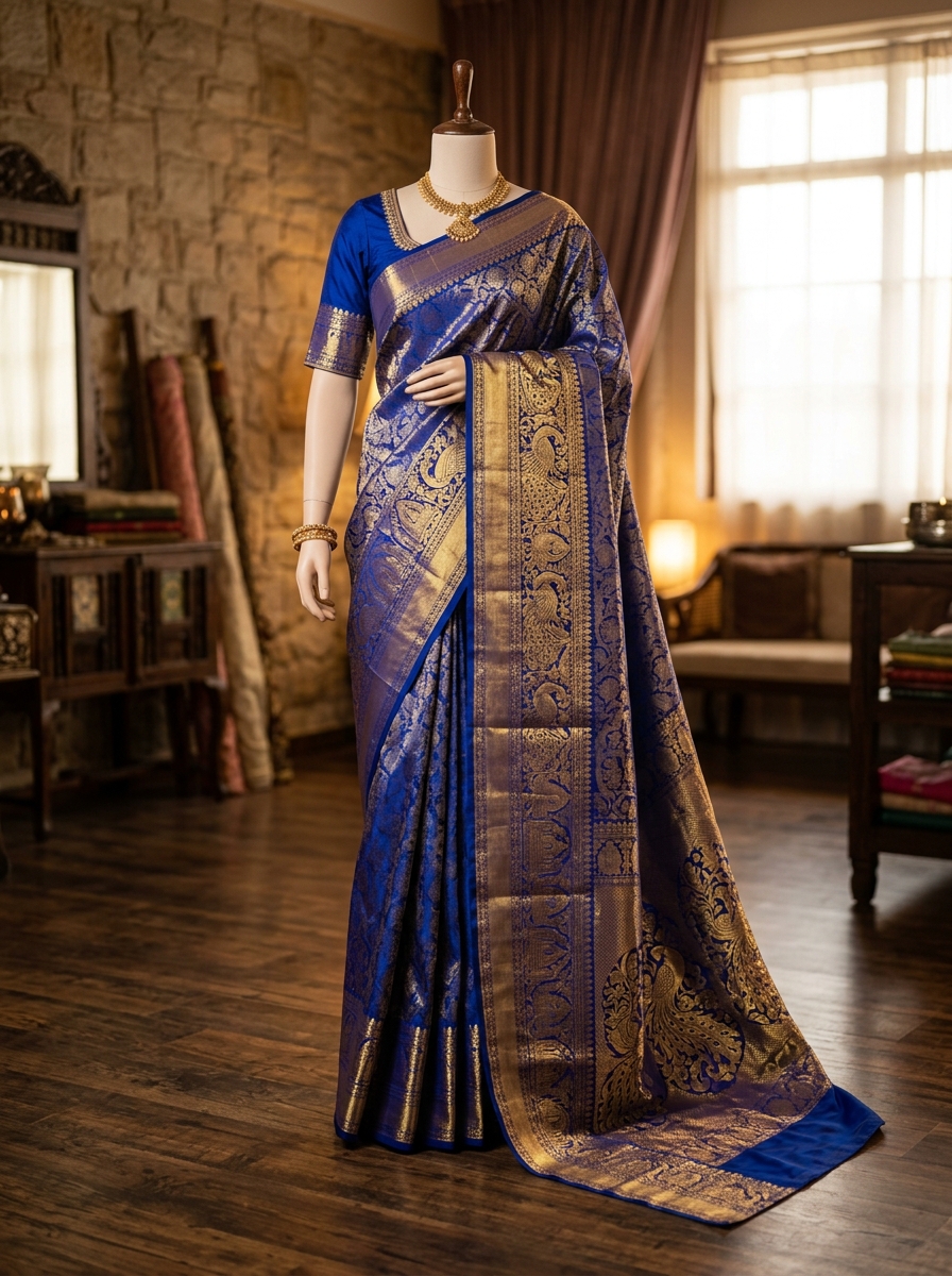 Royal Sapphire Kanjivaram Silk Saree