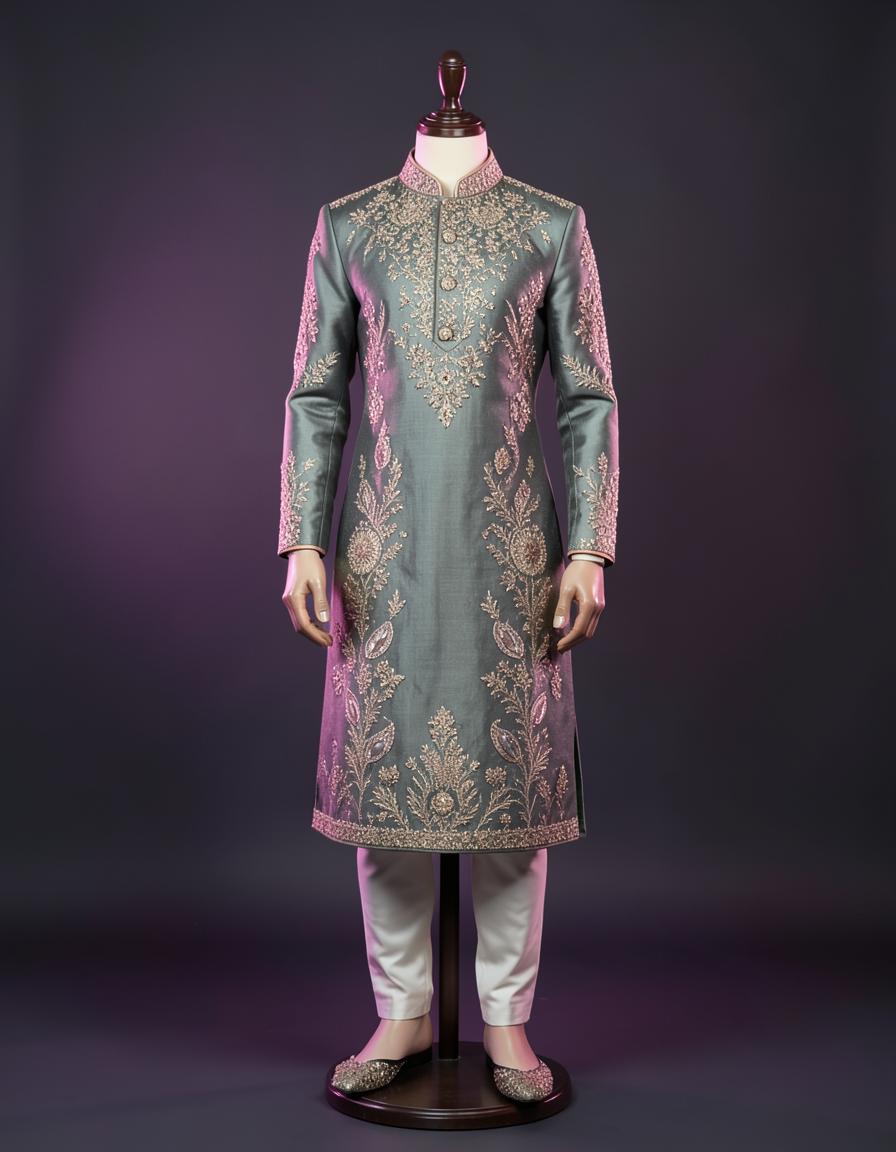 Pastel Mint Embroidered Suit Set